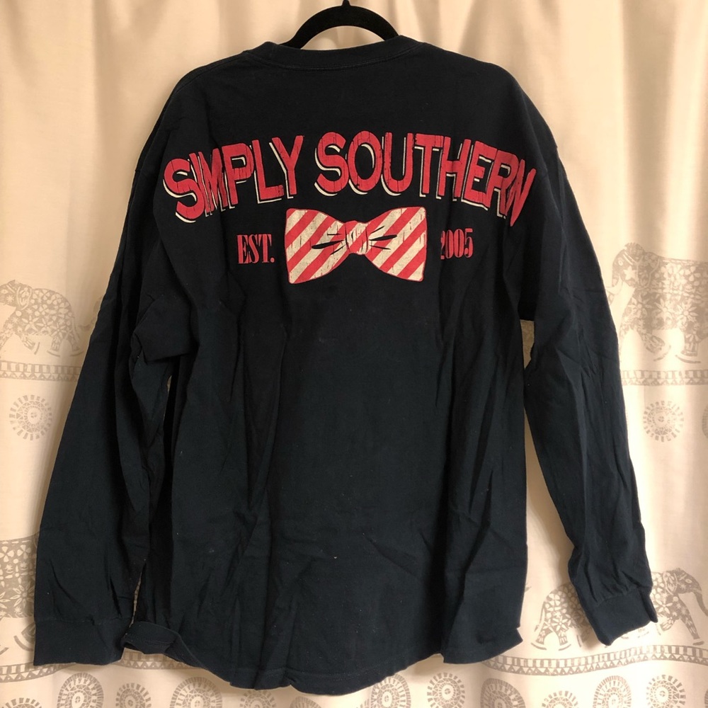 Navy Simply Southern Bow Long Sleeve Shirt